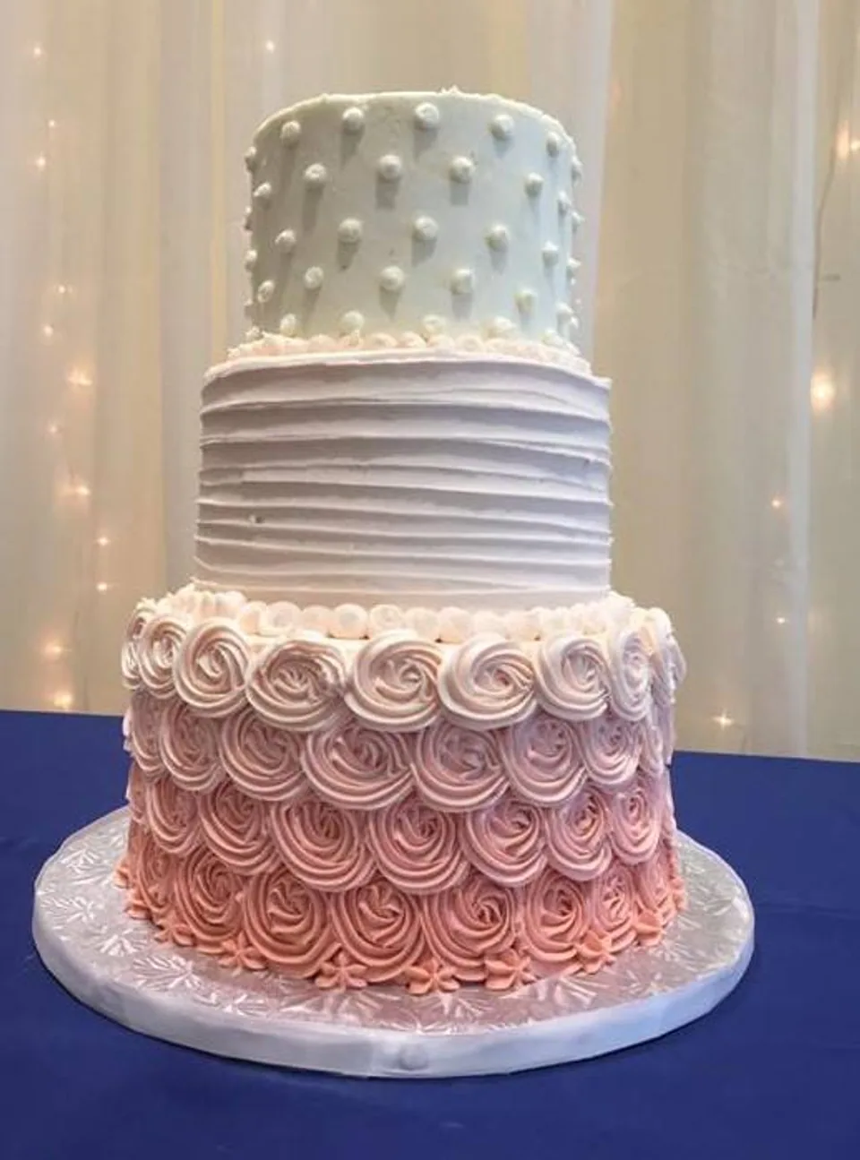 Pink ombre ruffle round cake